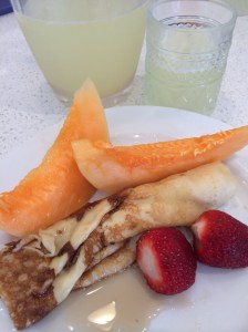 Crepes and lemonade for breakfast