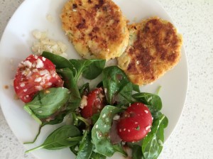 Croquettes and leftover salad