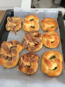 Pretzels hot out of the oven