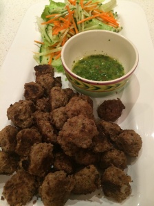 Middle Eastern meatballs and coriander sauce 