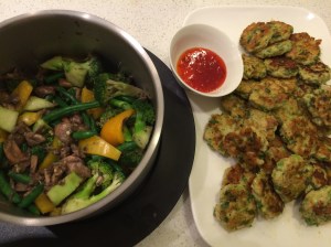 Thai fish cakes and stir fried vegetables 