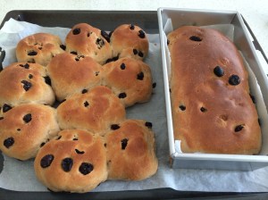 Raisin buns and raisin loaf