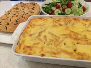 Lasagne Bolognese and foccacia
