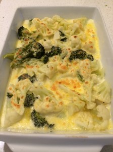 Cauliflower and broccoli gratin